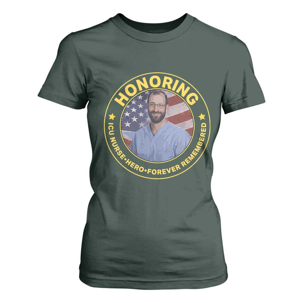 Alex Pretti Memorial Healthcare Hero T Shirt For Women Minneapolis Support Gift TS12 Dark Forest Green Print Your Wear