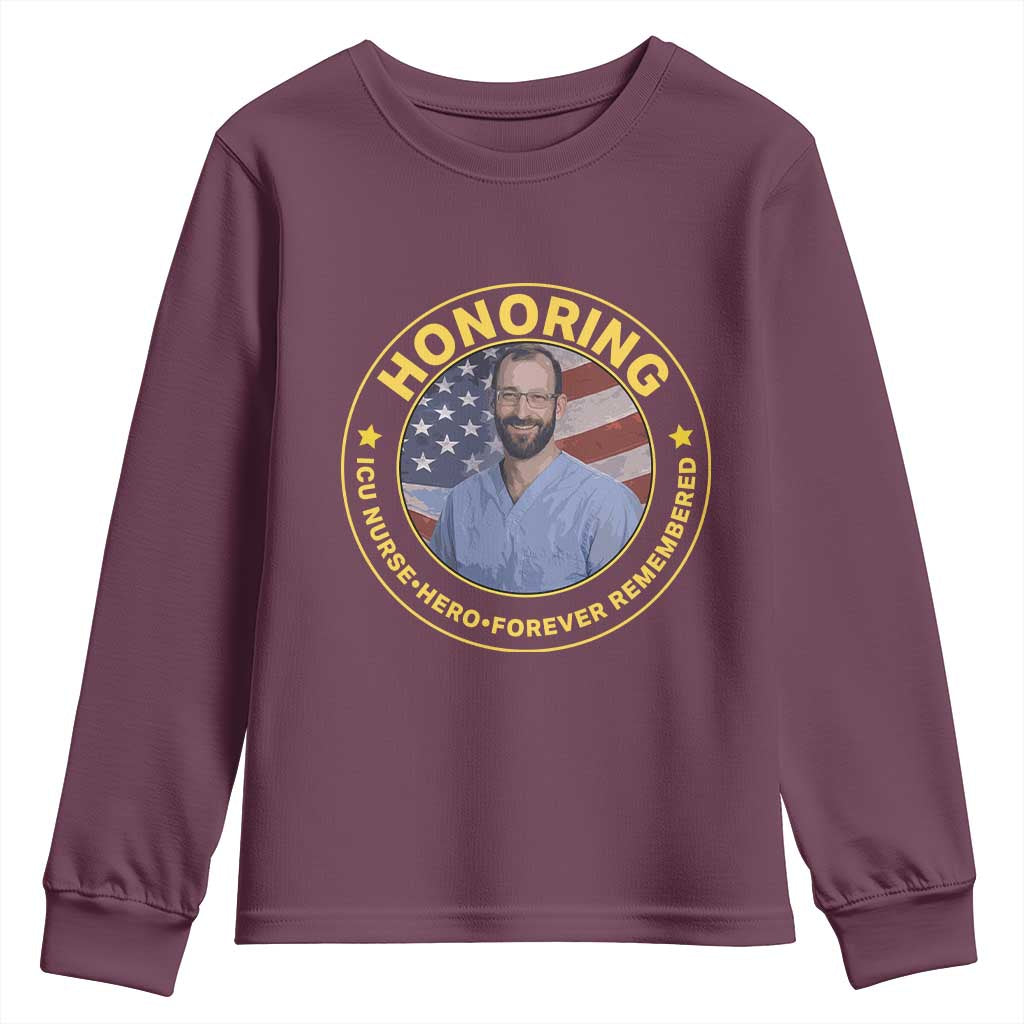 Alex Pretti Memorial Healthcare Hero Youth Sweatshirt Minneapolis Support Gift TS12 Maroon Print Your Wear