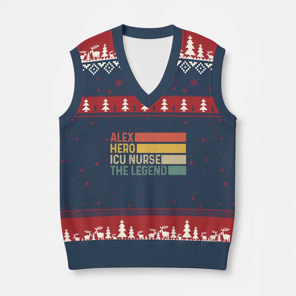 Vintage Retro Gift V-Neck Knit Sweater Vest Vintage Retro Gift TS12 Navy Red Print Your Wear