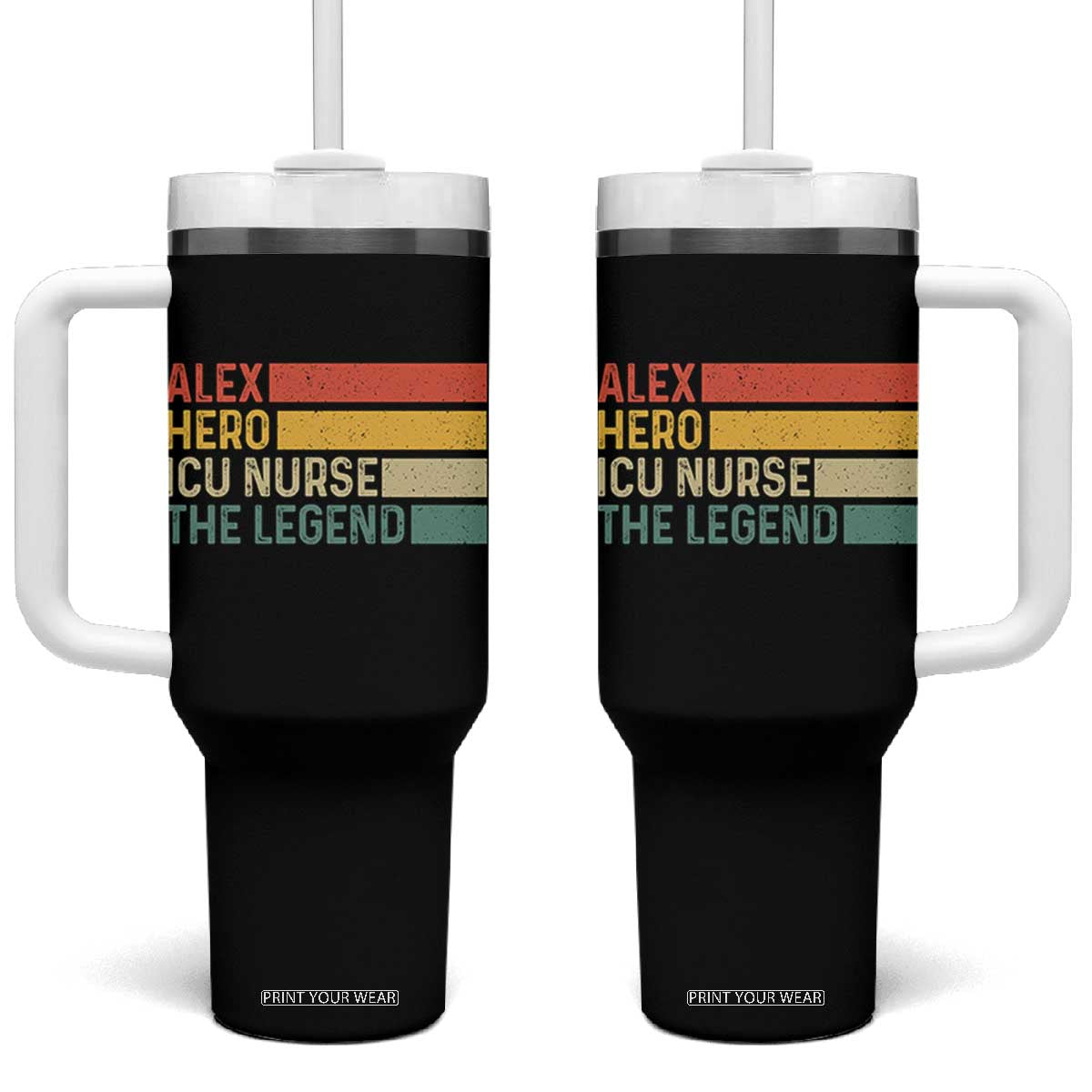 Vintage Retro Gift Tumbler With Handle Vintage Retro Gift TS12 One Size: 40 oz Black Print Your Wear
