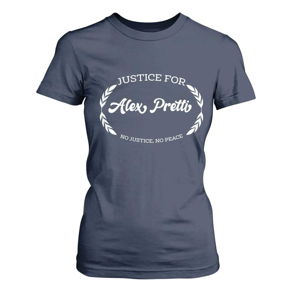 Justice For Alex Pretti T Shirt For Women Abolish ICE Protest Minneapolis Support Gift TS12 Navy Print Your Wear