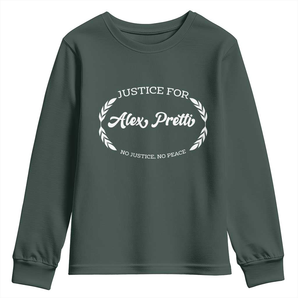 Justice For Alex Pretti Youth Sweatshirt Abolish ICE Protest Minneapolis Support Gift TS12 Dark Forest Green Print Your Wear