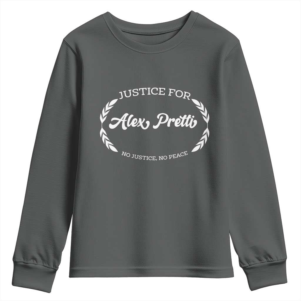 Justice For Alex Pretti Youth Sweatshirt Abolish ICE Protest Minneapolis Support Gift TS12 Dark Heather Print Your Wear