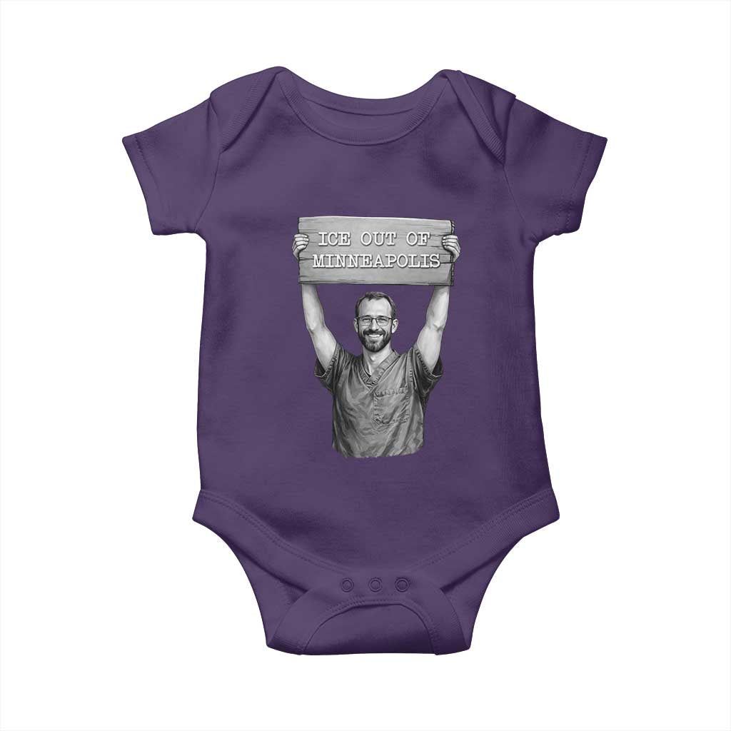 Ice Out Of Minneapolis Baby Onesie Alex Pretti Memorial ICU Nurse Tribute Support TS12 Purple Print Your Wear