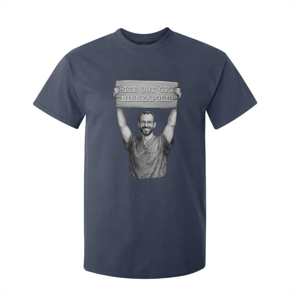 Ice Out Of Minneapolis T Shirt For Kid Alex Pretti Memorial ICU Nurse Tribute Support TS12 Navy Print Your Wear