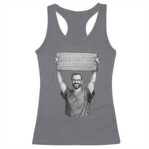 Ice Out Of Minneapolis Racerback Tank Top Alex Pretti Memorial ICU Nurse Tribute Support TS12 Charcoal Print Your Wear