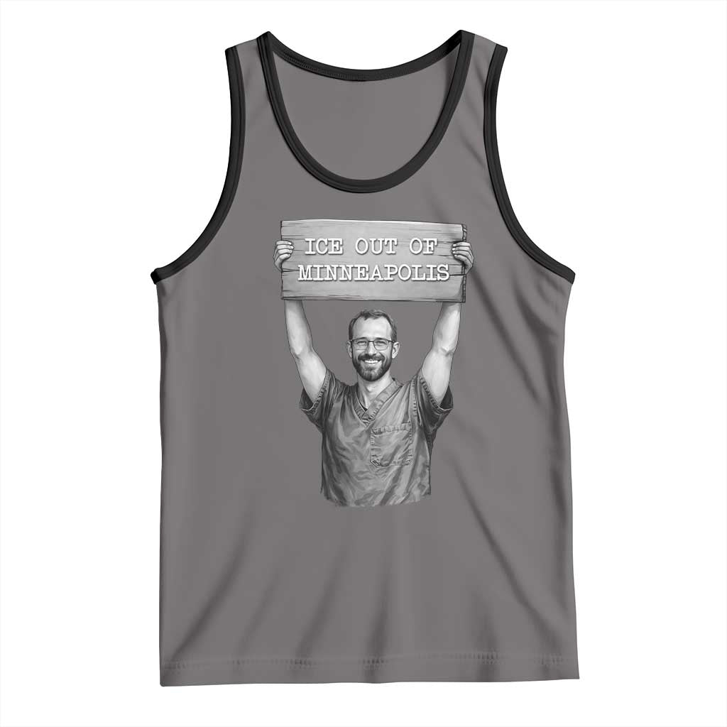 Ice Out Of Minneapolis Tank Top Alex Pretti Memorial ICU Nurse Tribute Support TS12 Deep Heather Black Print Your Wear