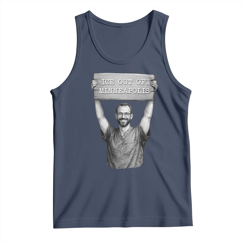 Ice Out Of Minneapolis Tank Top Alex Pretti Memorial ICU Nurse Tribute Support TS12 Navy Print Your Wear
