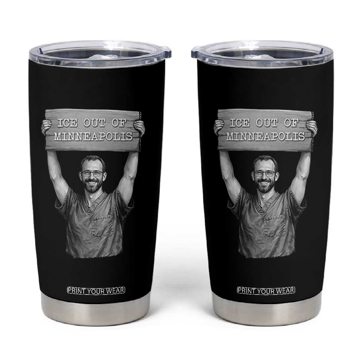 Ice Out Of Minneapolis Tumbler Cup Alex Pretti Memorial ICU Nurse Tribute Support TS12 Black Print Your Wear