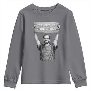 Ice Out Of Minneapolis Youth Sweatshirt Alex Pretti Memorial ICU Nurse Tribute Support TS12 Charcoal Print Your Wear