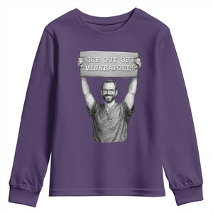 Ice Out Of Minneapolis Youth Sweatshirt Alex Pretti Memorial ICU Nurse Tribute Support TS12 Purple Print Your Wear