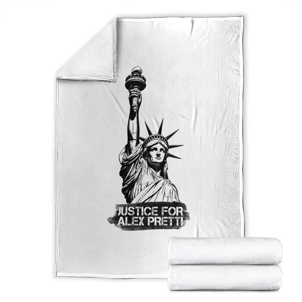 Justice For Alex Pretti Throw Blanket Statue Of Liberty Support Gift TS12 White Print Your Wear