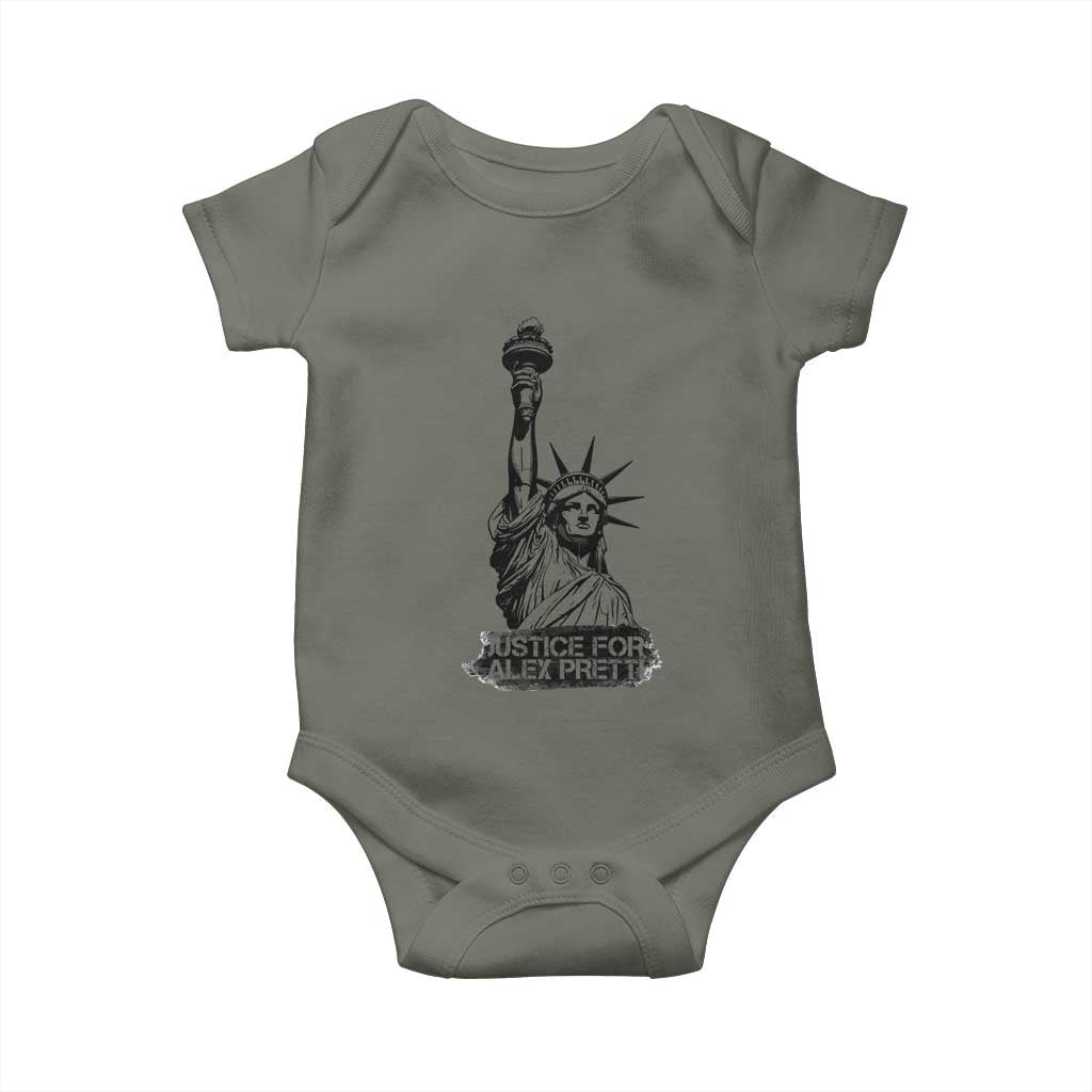 Justice For Alex Pretti Baby Onesie Statue Of Liberty Support Gift TS12 Military Green Print Your Wear