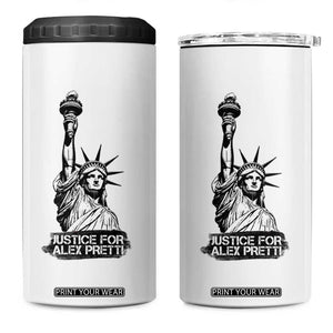 Justice For Alex Pretti 4 in 1 Can Cooler Tumbler Statue Of Liberty Support Gift TS12 One Size: 16 oz White Print Your Wear