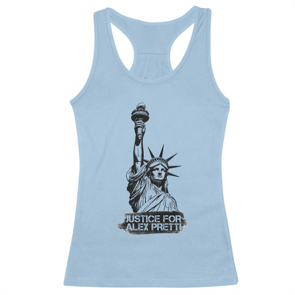 Justice For Alex Pretti Racerback Tank Top Statue Of Liberty Support Gift TS12 Light Blue Print Your Wear