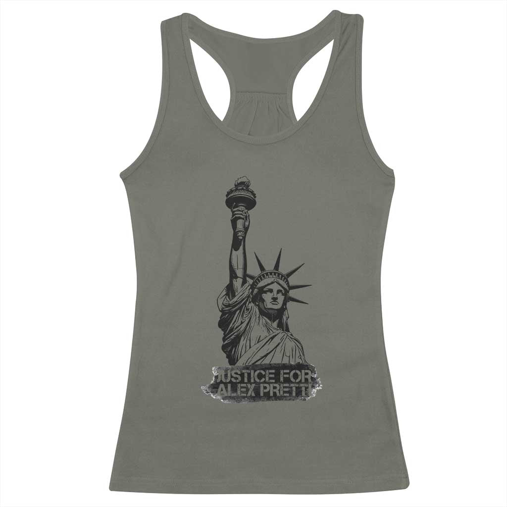 Justice For Alex Pretti Racerback Tank Top Statue Of Liberty Support Gift TS12 Military Green Print Your Wear