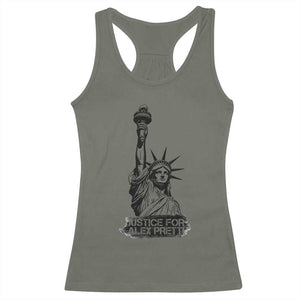Justice For Alex Pretti Racerback Tank Top Statue Of Liberty Support Gift TS12 Military Green Print Your Wear