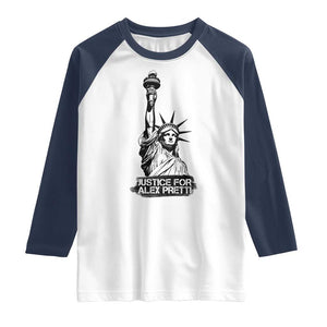 Justice For Alex Pretti Raglan Shirt Statue Of Liberty Support Gift TS12 White Navy Print Your Wear