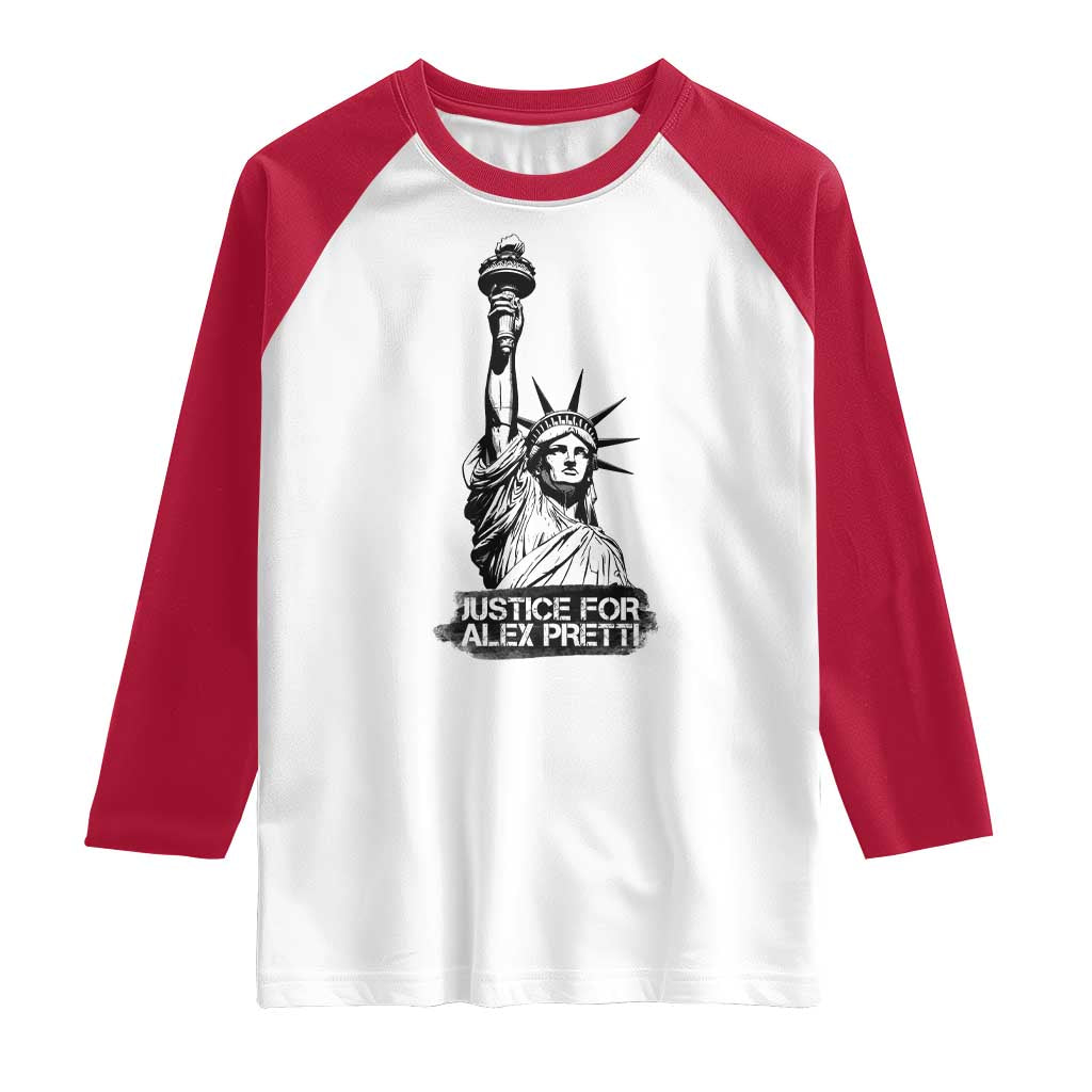 Justice For Alex Pretti Raglan Shirt Statue Of Liberty Support Gift TS12 White Red Print Your Wear