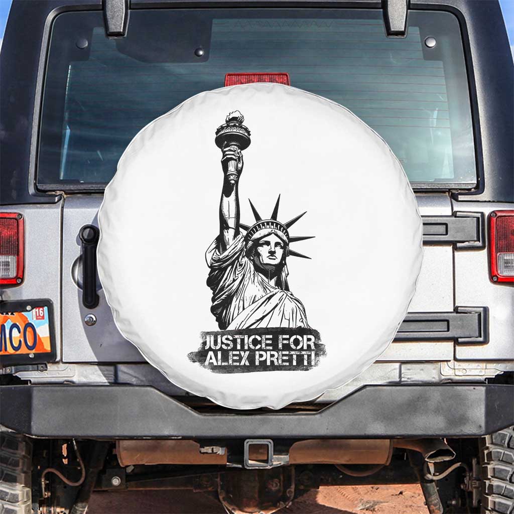 Justice For Alex Pretti Spare Tire Cover Statue Of Liberty Support Gift TS12 No hole White Print Your Wear