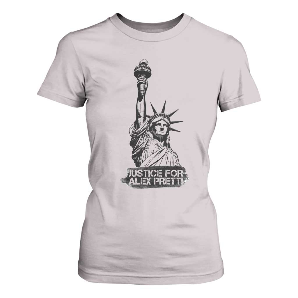 Justice For Alex Pretti T Shirt For Women Statue Of Liberty Support Gift TS12 Ice Gray Print Your Wear
