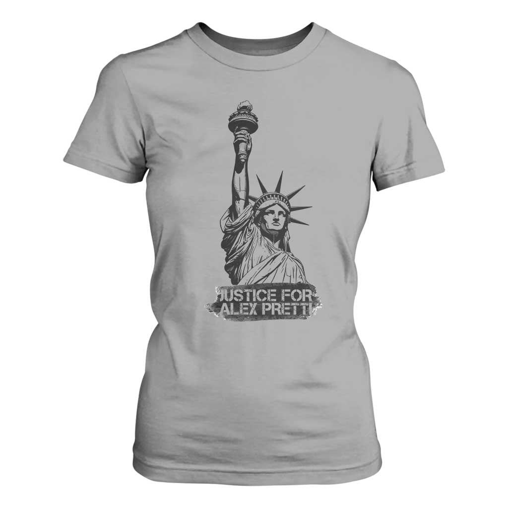 Justice For Alex Pretti T Shirt For Women Statue Of Liberty Support Gift TS12 Sport Gray Print Your Wear