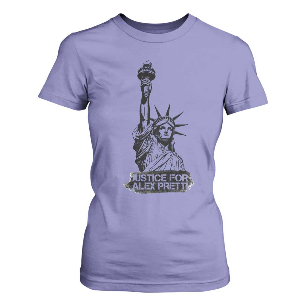 Justice For Alex Pretti T Shirt For Women Statue Of Liberty Support Gift TS12 Violet Print Your Wear