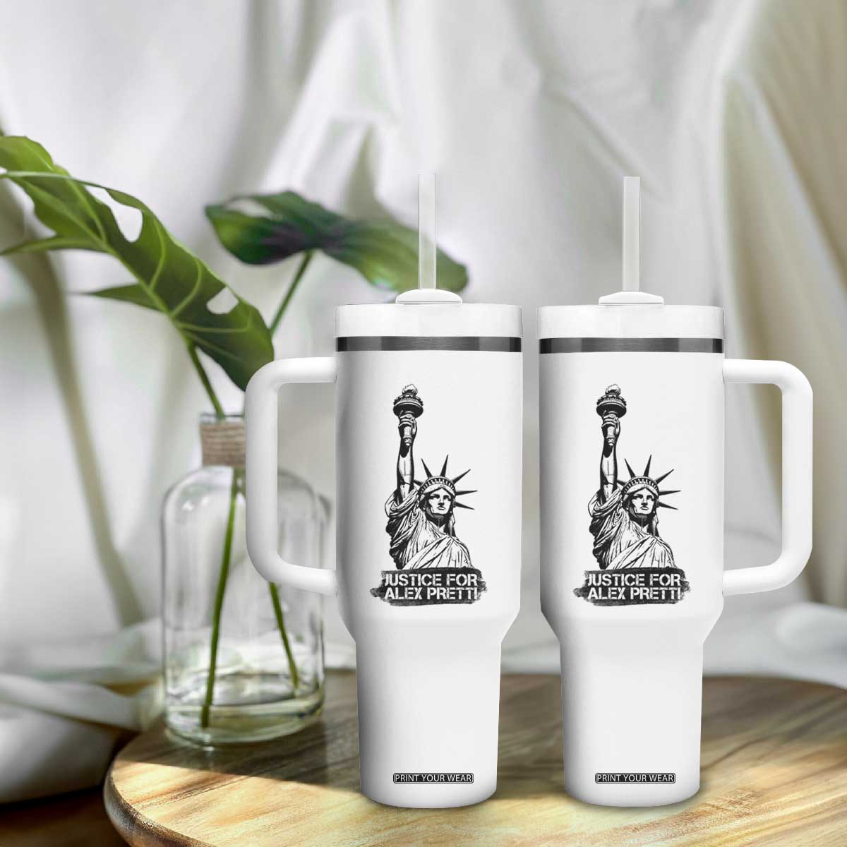 Justice For Alex Pretti Tumbler With Handle Statue Of Liberty Support Gift TS12 Print Your Wear