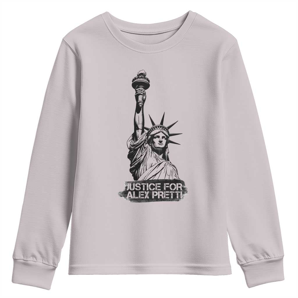 Justice For Alex Pretti Youth Sweatshirt Statue Of Liberty Support Gift TS12 Ice Gray Print Your Wear
