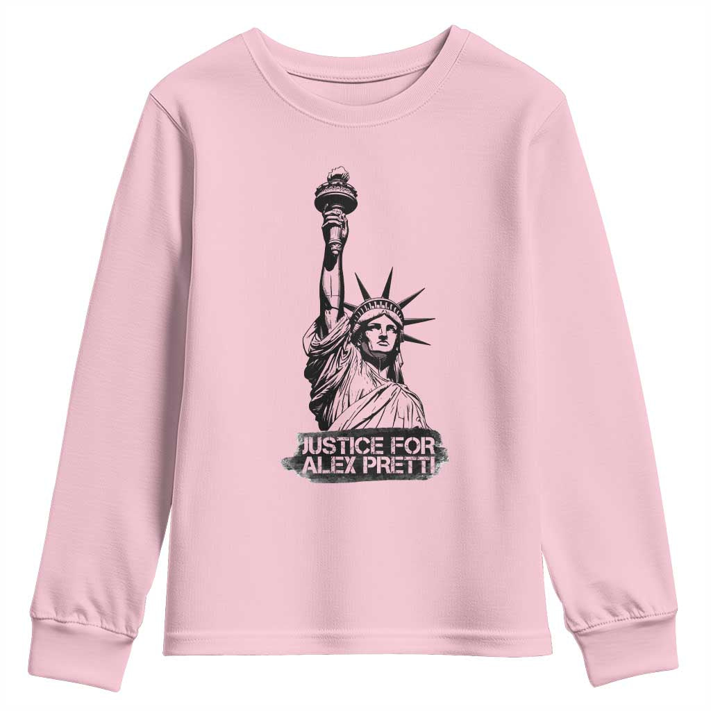 Justice For Alex Pretti Youth Sweatshirt Statue Of Liberty Support Gift TS12 Light Pink Print Your Wear