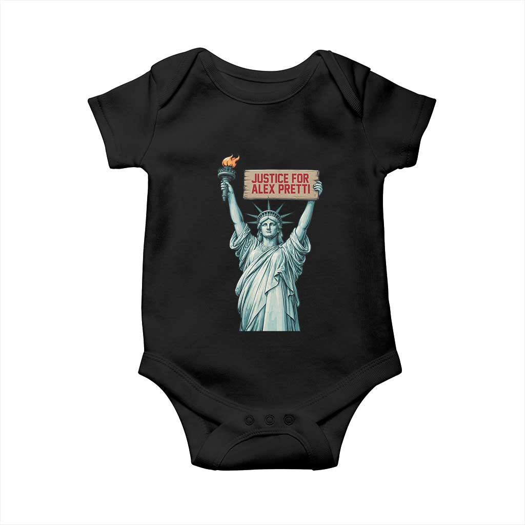 Statue Of Liberty Justice For Alex Pretti Tribute Gift Baby Onesie TS12 Black Print Your Wear