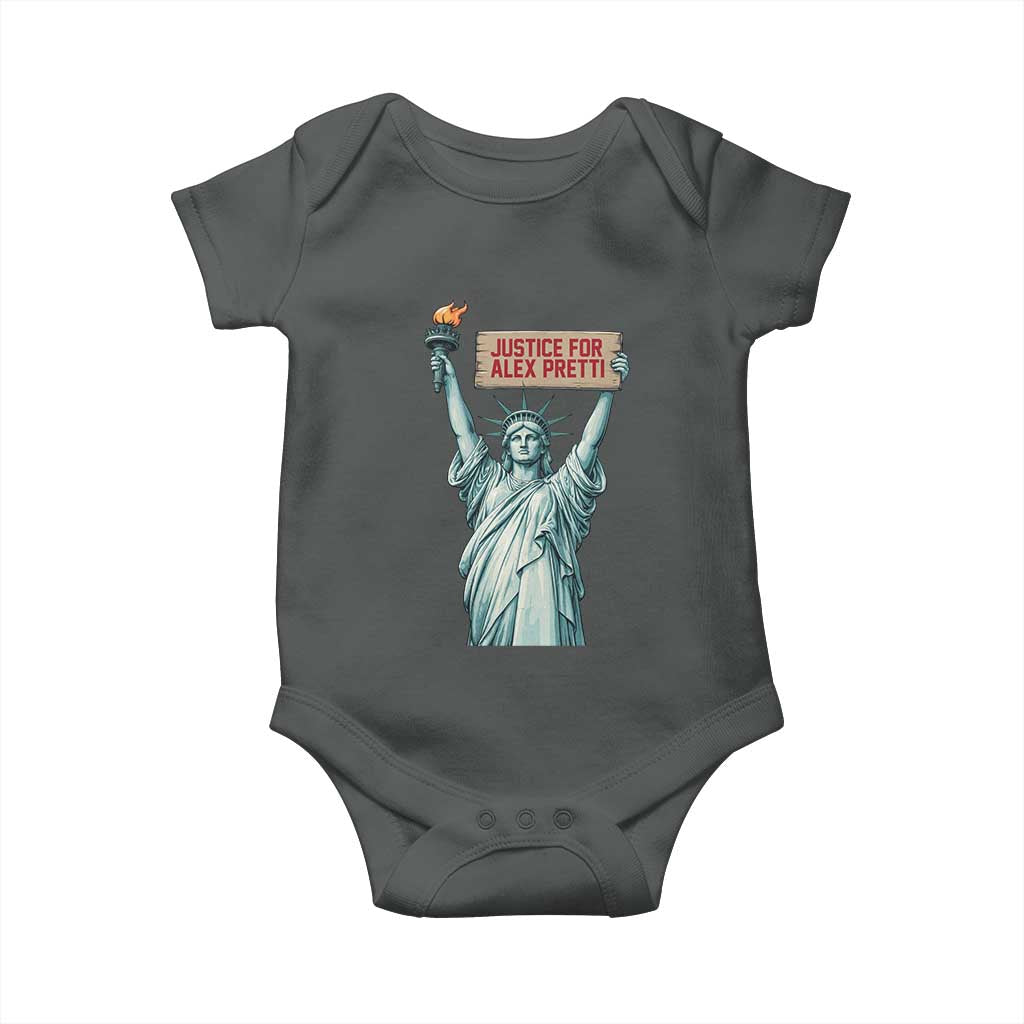 Statue Of Liberty Justice For Alex Pretti Tribute Gift Baby Onesie TS12 Dark Heather Print Your Wear