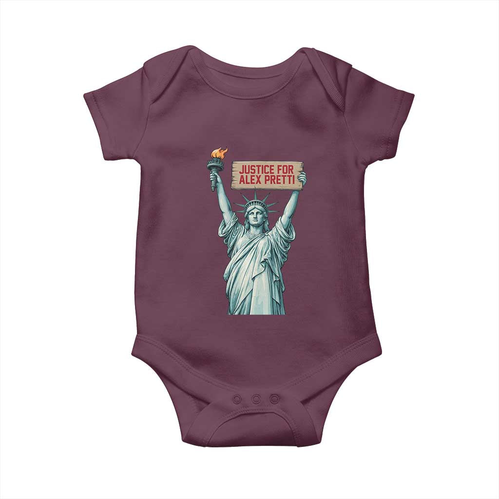 Statue Of Liberty Justice For Alex Pretti Tribute Gift Baby Onesie TS12 Maroon Print Your Wear