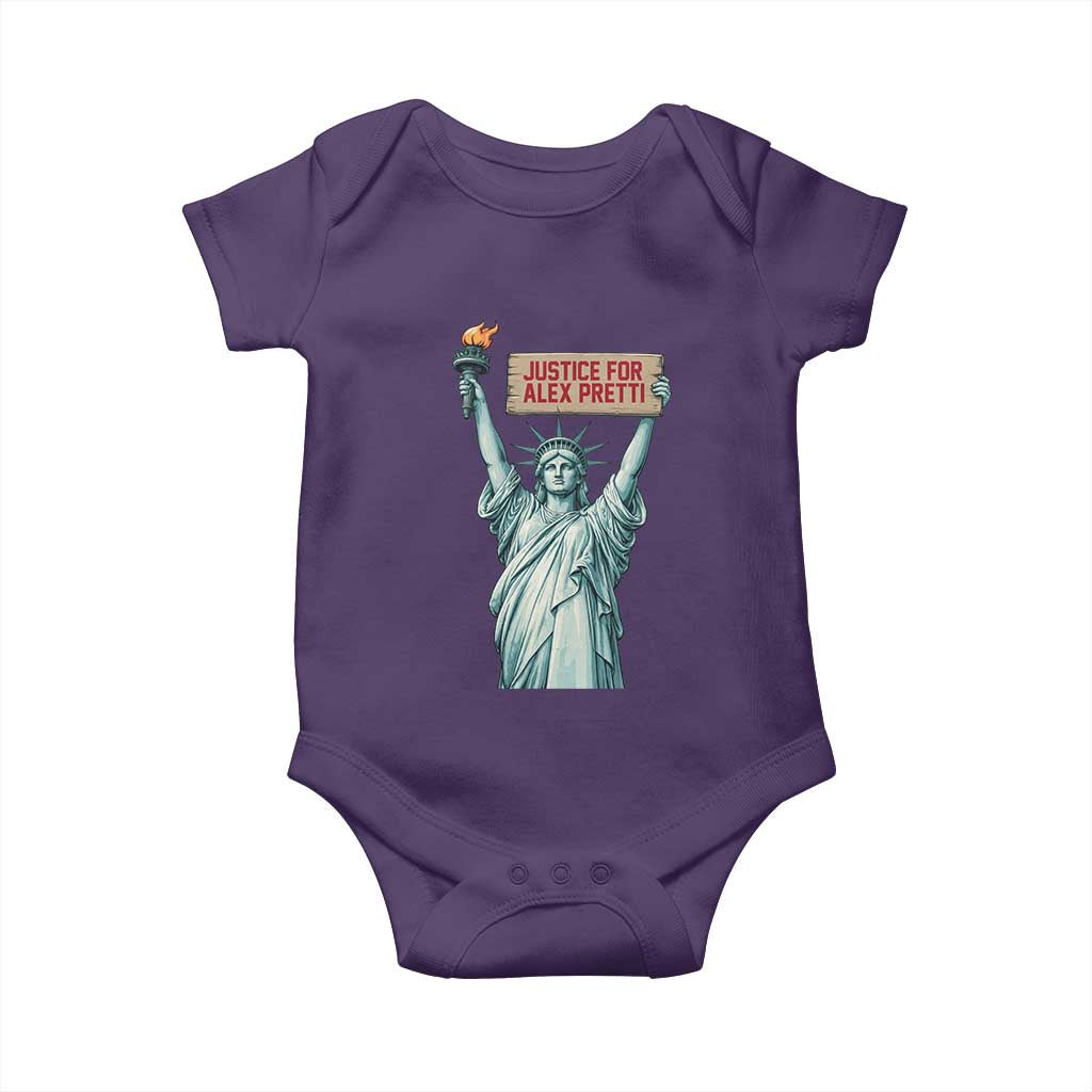 Statue Of Liberty Justice For Alex Pretti Tribute Gift Baby Onesie TS12 Purple Print Your Wear