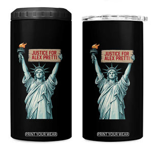 Statue Of Liberty Justice For Alex Pretti Tribute Gift 4 in 1 Can Cooler Tumbler TS12 One Size: 16 oz Black Print Your Wear
