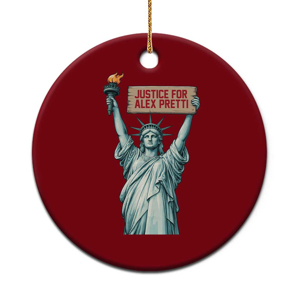 Statue Of Liberty Justice For Alex Pretti Tribute Gift Ceramic Ornament TS12 1pc Red Print Your Wear
