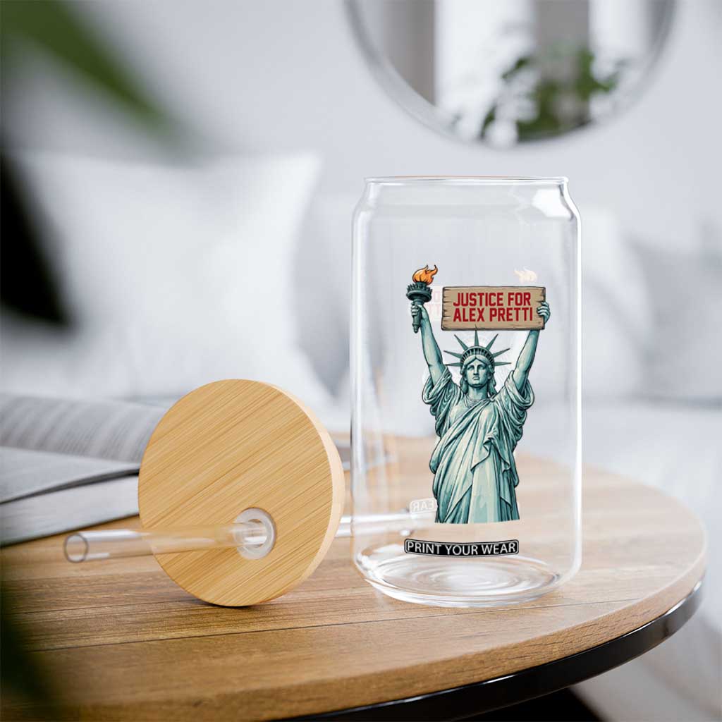 Statue Of Liberty Justice For Alex Pretti Tribute Gift Glass Can TS12 Print Your Wear