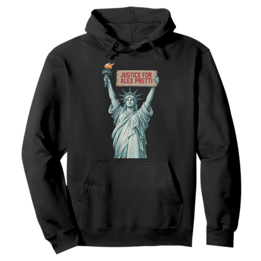 Statue Of Liberty Justice For Alex Pretti Tribute Gift Hoodie TS12 Black Print Your Wear