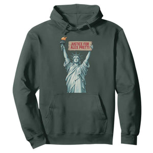 Statue Of Liberty Justice For Alex Pretti Tribute Gift Hoodie TS12 Dark Forest Green Print Your Wear