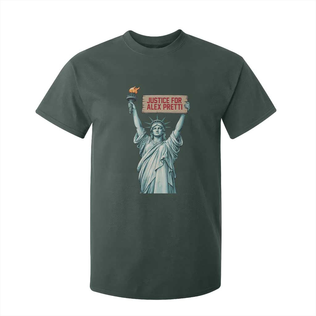 Statue Of Liberty Justice For Alex Pretti Tribute Gift T Shirt For Kid TS12 Dark Forest Green Print Your Wear