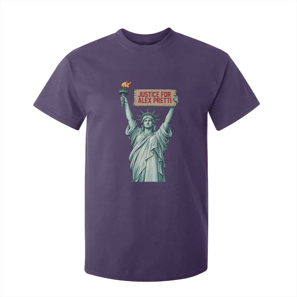 Statue Of Liberty Justice For Alex Pretti Tribute Gift T Shirt For Kid TS12 Purple Print Your Wear