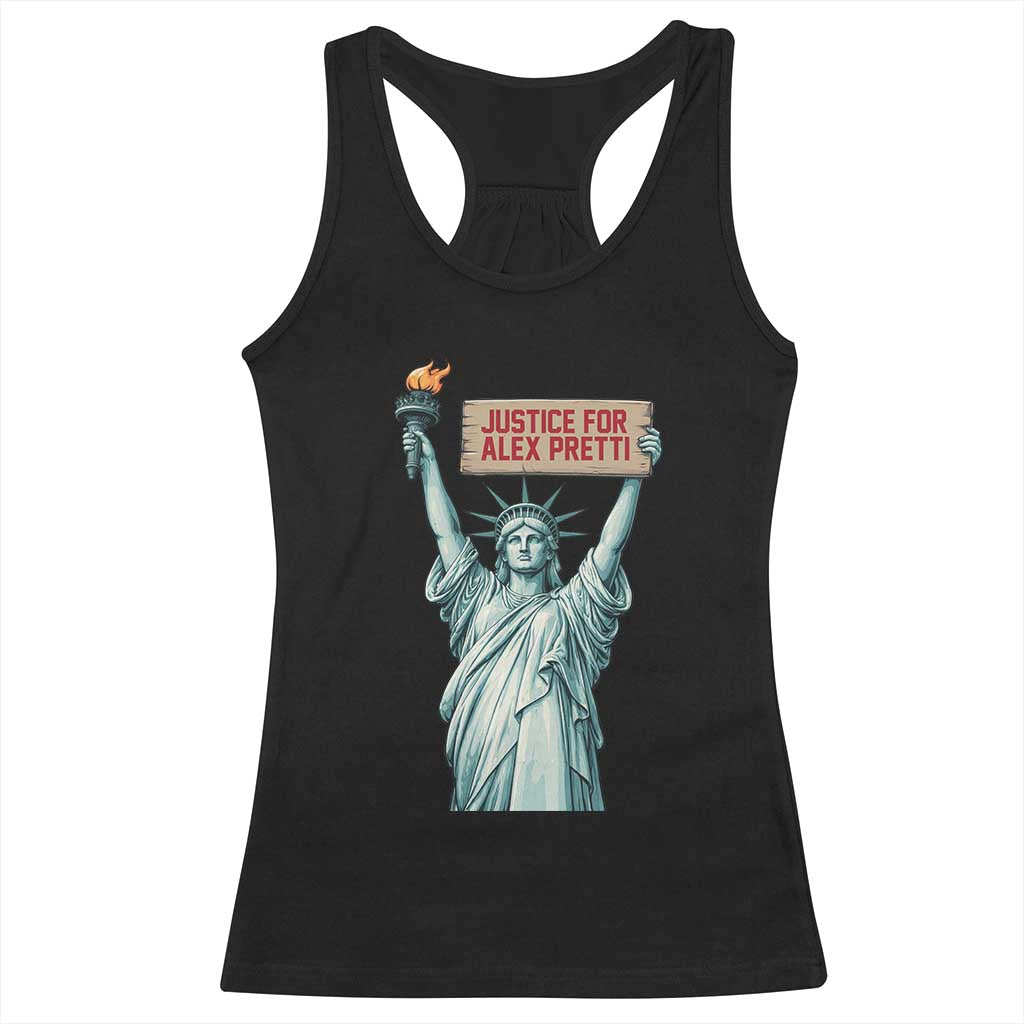 Statue Of Liberty Justice For Alex Pretti Tribute Gift Racerback Tank Top TS12 Black Print Your Wear