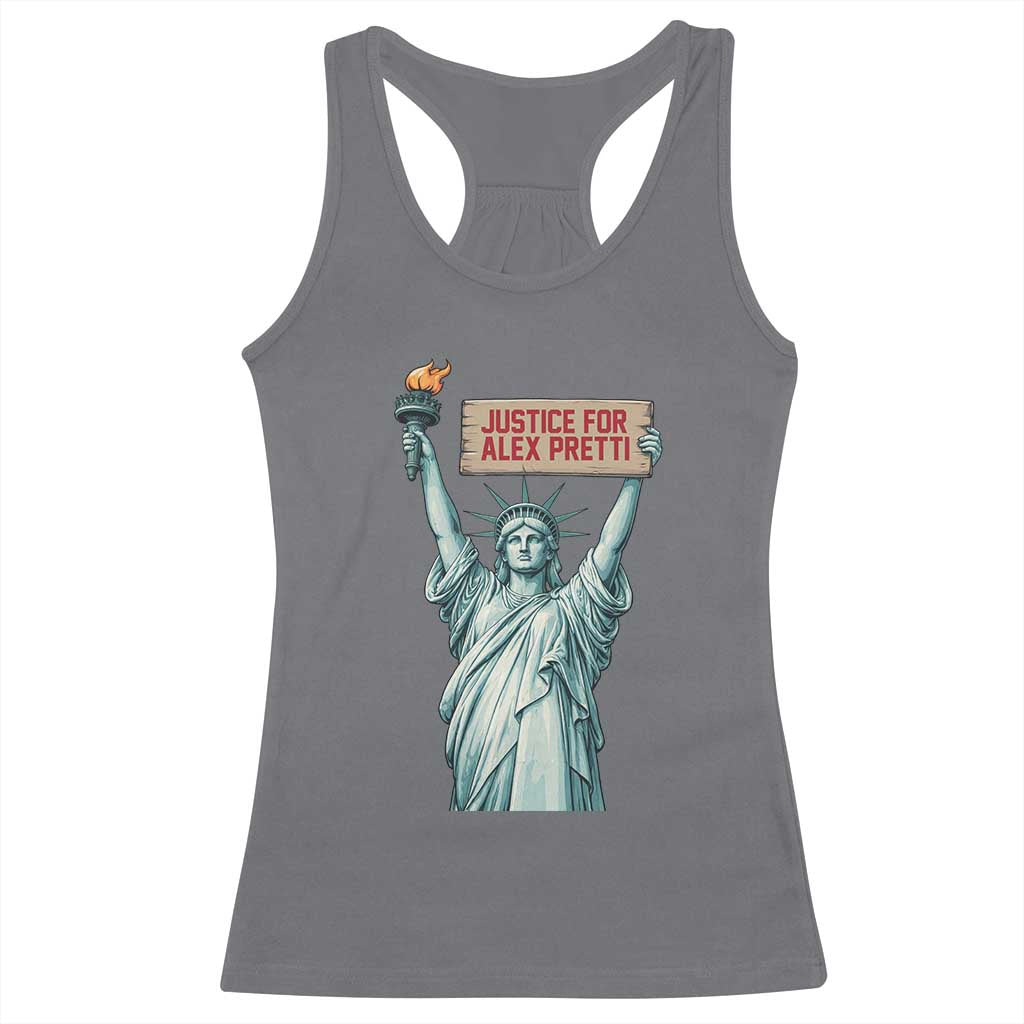 Statue Of Liberty Justice For Alex Pretti Tribute Gift Racerback Tank Top TS12 Charcoal Print Your Wear