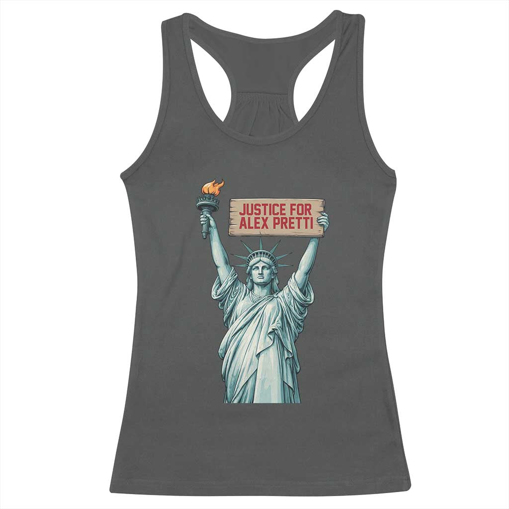 Statue Of Liberty Justice For Alex Pretti Tribute Gift Racerback Tank Top TS12 Dark Heather Print Your Wear