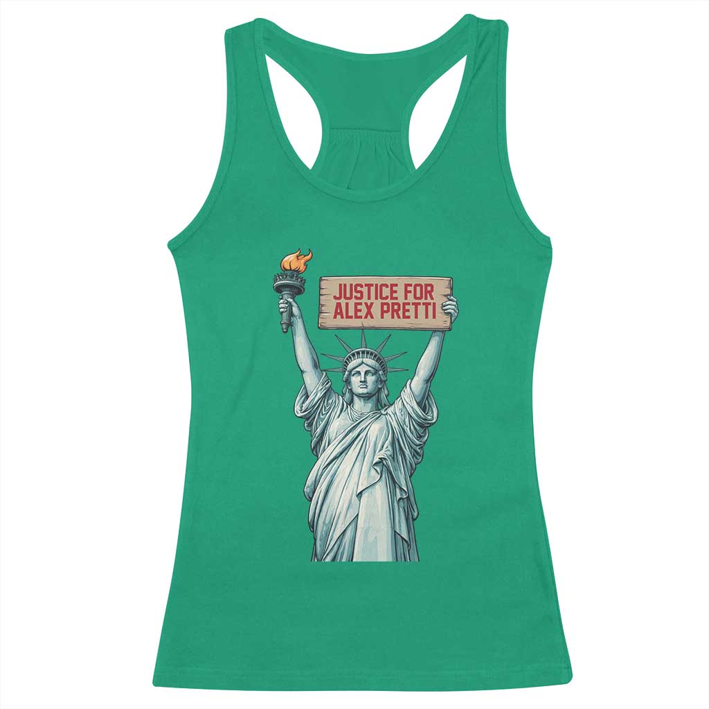 Statue Of Liberty Justice For Alex Pretti Tribute Gift Racerback Tank Top TS12 Irish Green Print Your Wear