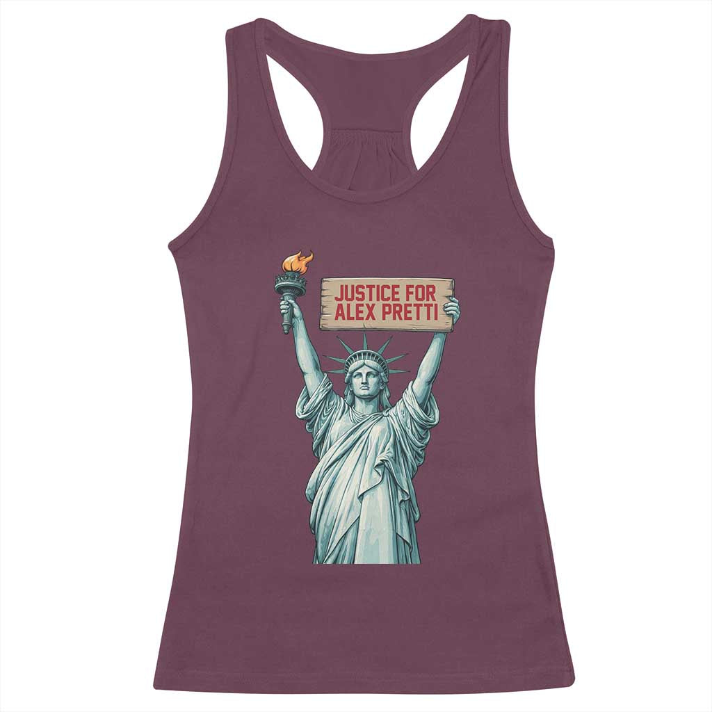 Statue Of Liberty Justice For Alex Pretti Tribute Gift Racerback Tank Top TS12 Maroon Print Your Wear