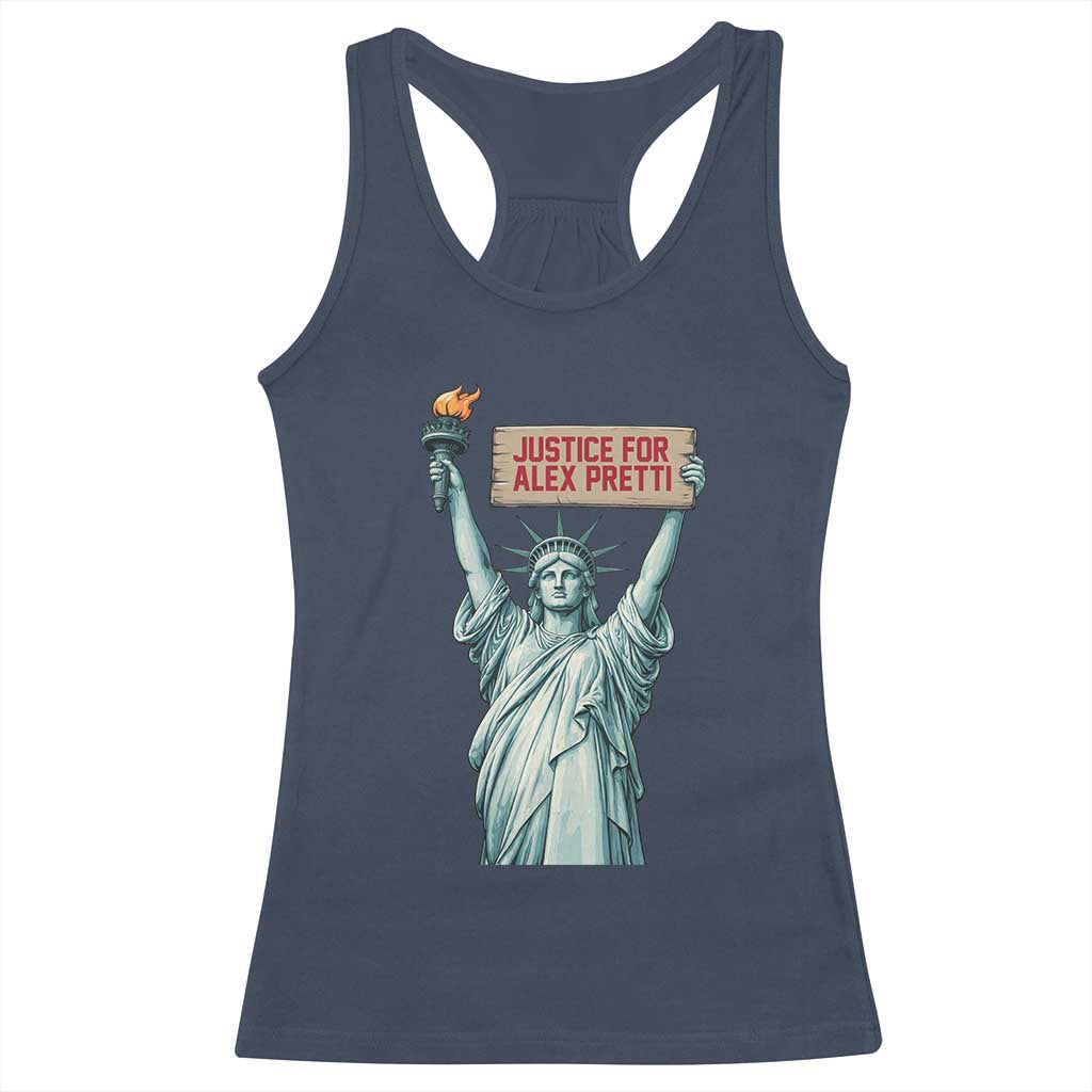 Statue Of Liberty Justice For Alex Pretti Tribute Gift Racerback Tank Top TS12 Navy Print Your Wear