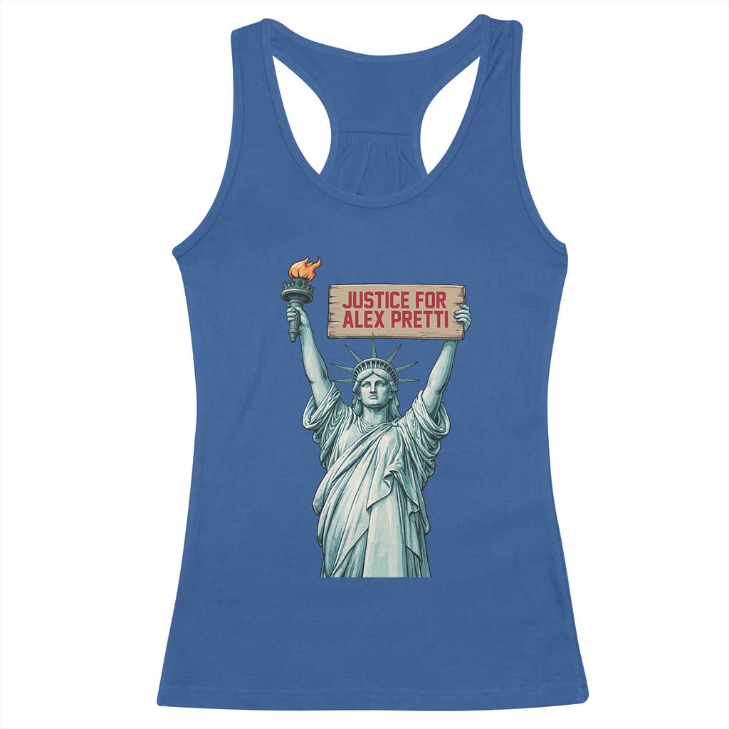 Statue Of Liberty Justice For Alex Pretti Tribute Gift Racerback Tank Top TS12 Royal Blue Print Your Wear