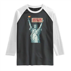Statue Of Liberty Justice For Alex Pretti Tribute Gift Raglan Shirt TS12 Black White Print Your Wear