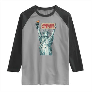 Statue Of Liberty Justice For Alex Pretti Tribute Gift Raglan Shirt TS12 Sport Gray Black Print Your Wear